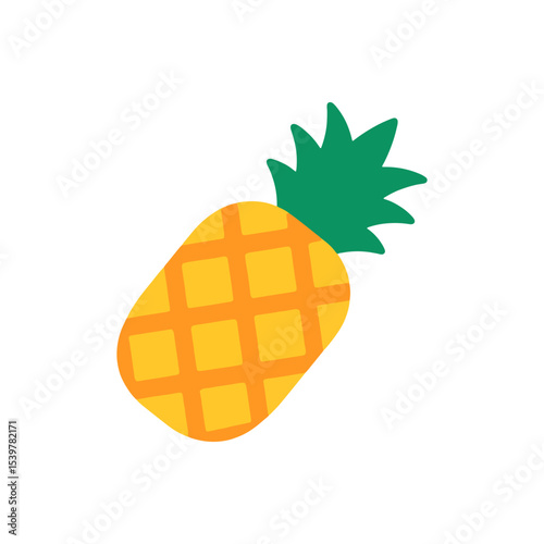 Pineapple Isolated on White Background – Vector Illustration of Tropical Fruit