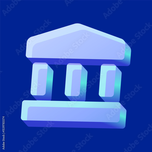 3d bank icon for banking investment concept, exchange rate, fund, loan, tax interest and capital profit gain business economy and financial. Gradient iridescent hologram glass diagram. 3D icon vector.