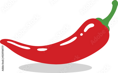 Vector art of a single red chili pepper is isolated on white background