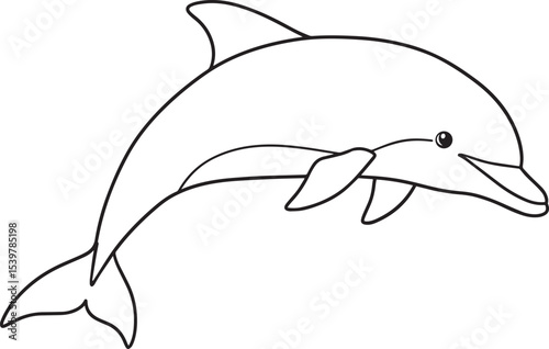Vector art of a playful dolphin leaps gracefully, isolated on white background