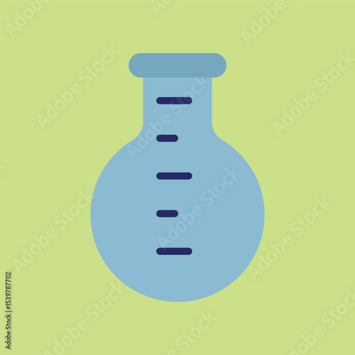 Science icon with green liquid flask for student books.