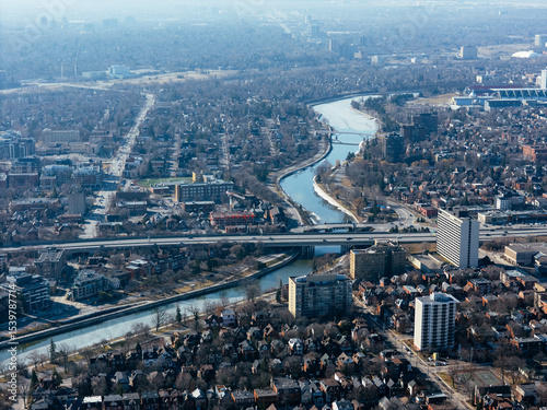 Aerial view of the skyline of downtown Ottawa, Ontario, Canada