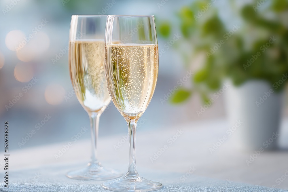 Fototapeta premium minimalistic celebration of anniversary with people in background elegantly blurred allowing for ample copy space