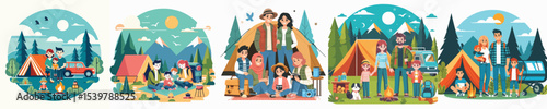 vector image of family camping flatdesign nice