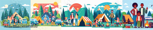 vector image of family camping flatdesign nice