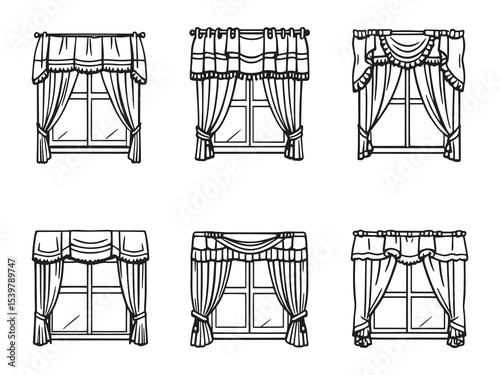 elegant decorative window valance simple line art vector