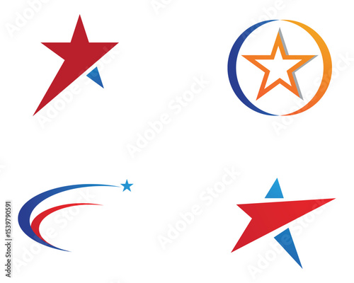 Red and blue Star symbols Logo Template vector icon