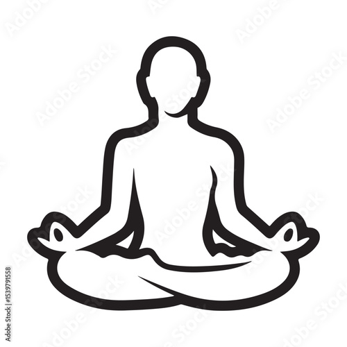 Serene Meditation Silhouette: Yoga in Harmony yoga, person, illustration, relaxation, position, balance, female, exercising, meditating, meditation, relax, health, sport, body, woman, zen-like