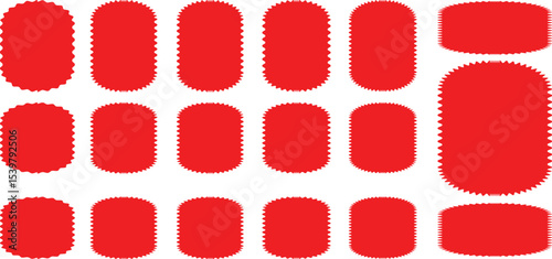 Set of Red price sticker, sale or discount sticker, sunburst badges icon. Stars shape with different number of rays. Special offer price tag. Red
starburst promotional badge set, shopping labels