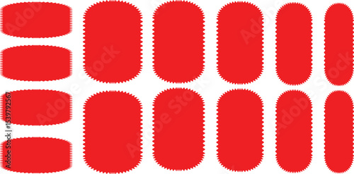 Set of Red price sticker, sale or discount sticker, sunburst badges icon. Stars shape with different number of rays. Special offer price tag. Red
starburst promotional badge set, shopping labels