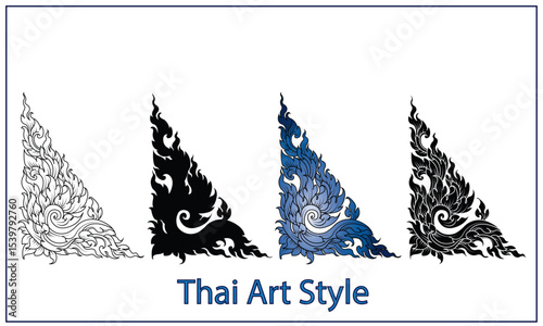 thai art Corner pattern icon vector