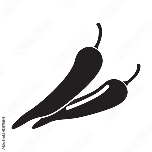 Mexican Culinary Icons: Black-and-White Pepper Illustrations for Menus and Design pepper, illustration, spice, hot, silhouette, ingredient, graphic, isolated, paprika, white, outline, clip art