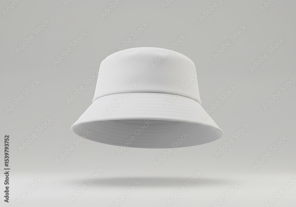 Fototapeta premium Floating White Bucket Hat Mockup in Studio Setting Minimalist Style