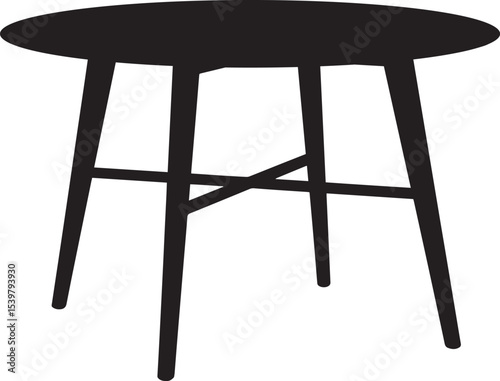 Vector art of a small round table with a simple design is shown in a vector graphic