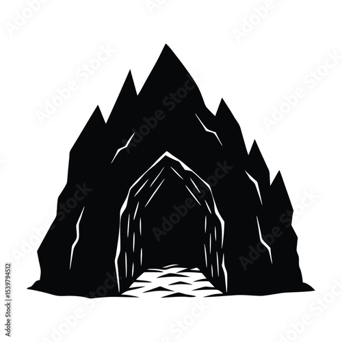 Cave Entrance Rock Silhouette Nature Vector Element