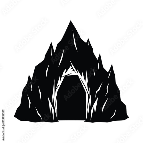 Cave Entrance Rock Silhouette Nature Vector Element