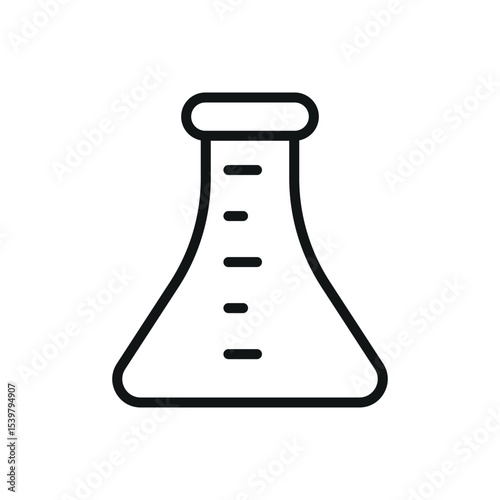 Outline icon of chemistry flask for science class visuals.