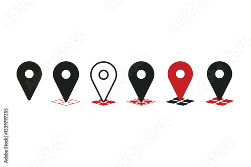 Map pin location icons set. Modern map collection.Vector illustration on a white background. Simple linear illustration design element for apps and websites