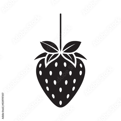 Minimal Strawberry Icon – Silhouette Vector Illustration strawberry icon, minimal design, vector illustration, silhouette art, fruit symbol, simple graphic, berry icon, fresh strawberry, geometric art