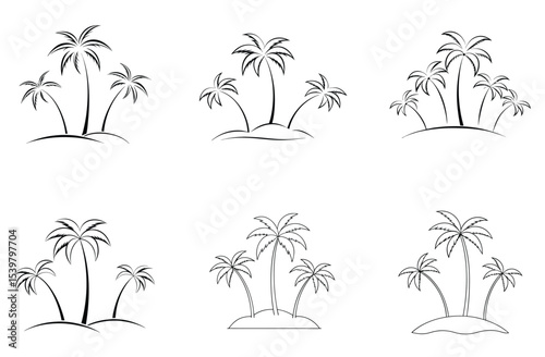 Tropical Palm Trees Silhouette – Island Nature Vector Illustration

