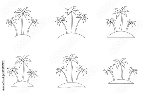Tropical Palm Trees Silhouette – Island Nature Vector Illustration.