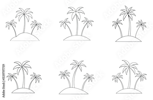 Tropical Palm Trees Silhouette – Island Nature Vector Illustration.