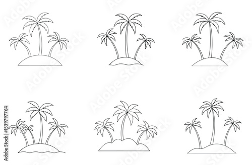 Tropical Palm Trees Silhouette – Island Nature Vector Illustration.