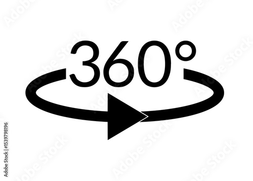 360 degree icon vector with trendy design