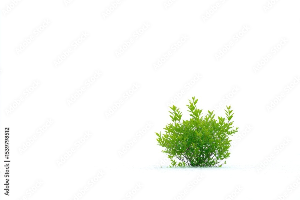Obraz premium single shrub stands isolated on white background showcasing its vibrant greenery against immaculate and minimalistic