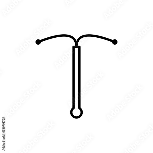 Editable stroke outline icon of IUD or intrauterine contraceptive device isolated on transparent background