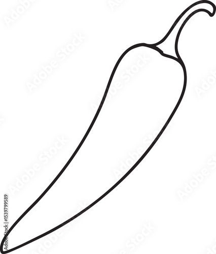 Minimalist Line Art Illustration of a Jalapeno Pepper Simple Black Outline Against a White Background Spicy Food Concept
