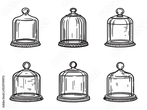 Elegant minimalist line art glass cloche vector illustration