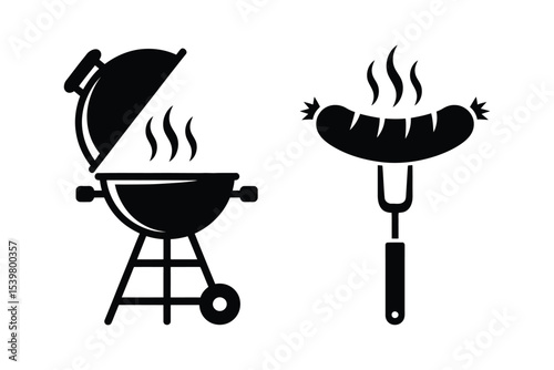 Barbecue grill icon set

