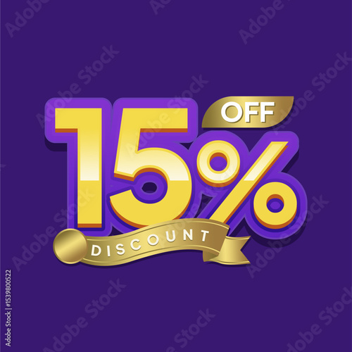 Elegant Gold Discount Label with Purple Background for Seasonal Promotions