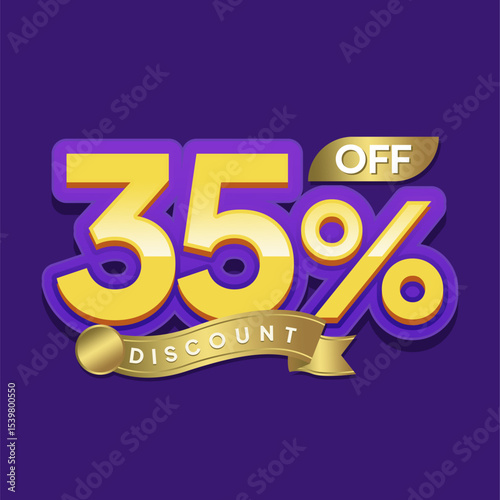 Elegant Gold Discount Label with Purple Background for Seasonal Promotions