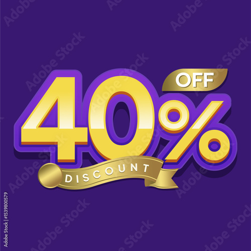 Elegant Gold Discount Label with Purple Background for Seasonal Promotions