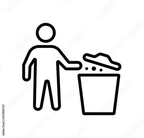 throwing dust into dustbin vector icon