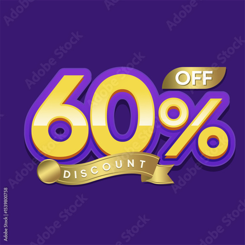Elegant Gold Discount Label with Purple Background for Seasonal Promotions