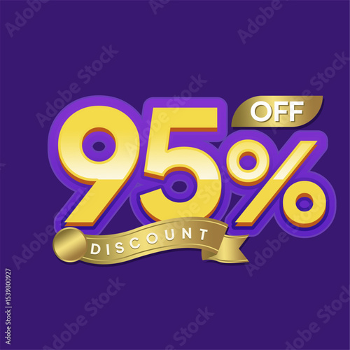 Elegant Gold Discount Label with Purple Background for Seasonal Promotions