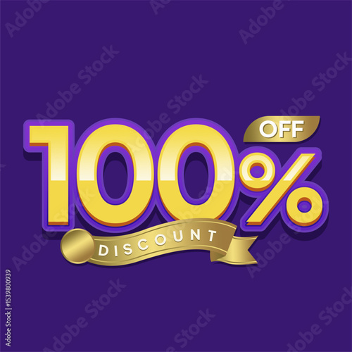 Elegant Gold Discount Label with Purple Background for Seasonal Promotions