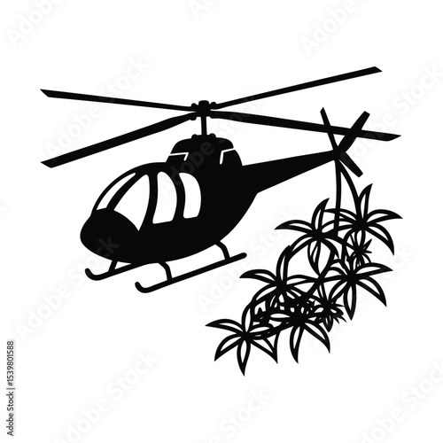 Jungle explorer helicopter with vines tangled