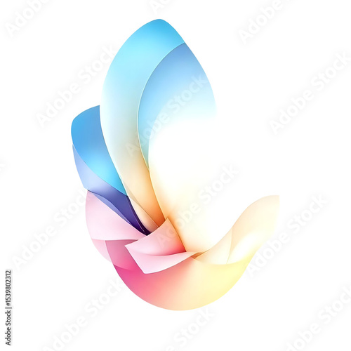 Radiant Gradient Petal Burst with Multicolor Wings on Transparent Background