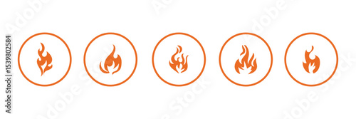 Fire flame icon vector template. Hot caution or spicy food. Vector logo symbol for oil, gas and energy concept flat design