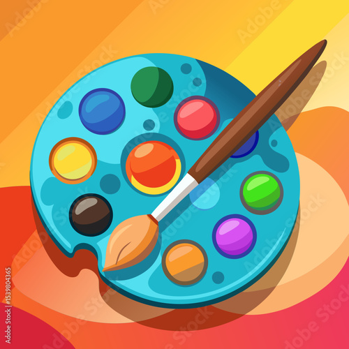 Art palette and brush 