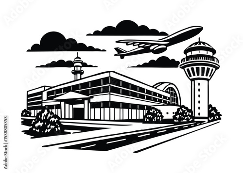airport vector silhouette illustration