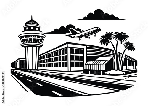 airport vector silhouette illustration