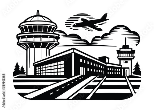 airport vector silhouette illustration