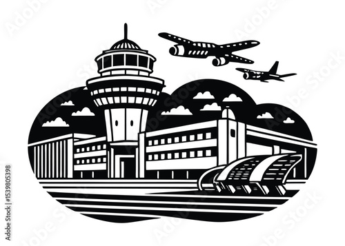airport vector silhouette illustration