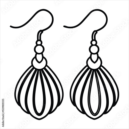 Elegant black and white striped earrings isolated on a white background. Perfect for use in fashion blogs, jewelry catalogs, e-commerce, branding materials, packaging, and social print advertisements.