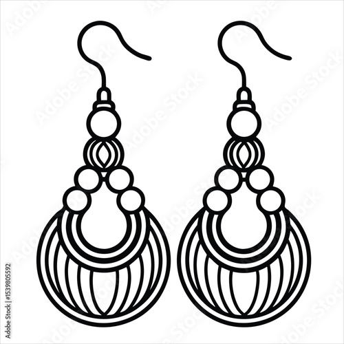 Elegant beaded drop earrings design isolated on a white background. Perfect for use in fashion blogs, jewelry catalogs, e-commerce, branding materials, packaging, and social print advertisements.